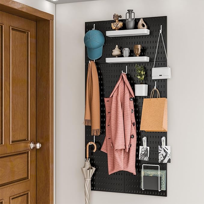 8-Pack 22"x44" Plastic Pegboard Panels Durable Modular Organizer Boards for Wall Storage, Garage, Workshop & Craft Room – Lightweight & Easy to Install