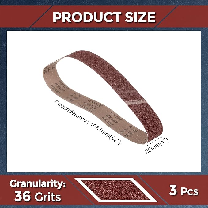 12 Pcs Sanding Belts 1 x 42 Inch 36 Grit Aluminum Oxide Abrasive Sandpaper for Belt Sander Metal Grinding Wood Working Weld Rust Removal