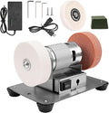 Mini Bench Grinder with 3 Wheels, Electric Multi-Purpose Grinding Machine for Metal, Wood, Knife Making, Jewelry Buffing, 6.3 x 3.5 inch Base