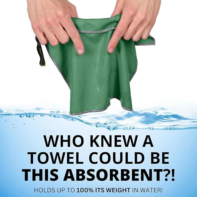 Backpacking Ultralight Quick Dry Microfiber Soft Fast Drying Hand and Face Towel Wash Cloth Camping Yoga Hiking Active Lifestyle Small (Green, Small)