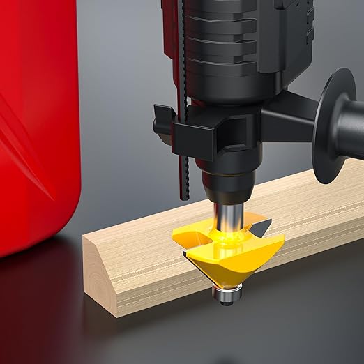 5PCS Chamfer Router Bit Set 1/2 Inch Shank Dish Carving Router Bits with Top Bearing for Woodworking, 11.25, 15, 22.5, 30, 45 Degree