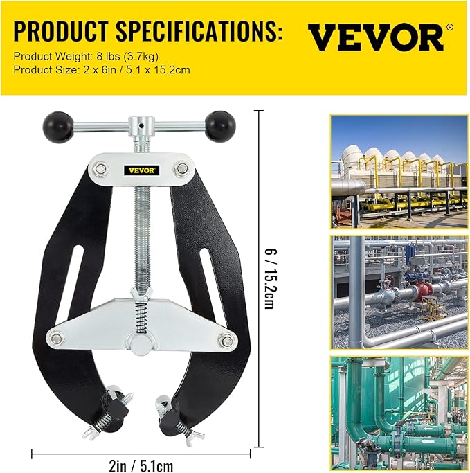 VEVOR Pipe Clamp, 2 to 6 in, High Strength Ultra Clamp with Quick Acting Screws, Steel Pipe Alignment Tool with Lightweight Design, Black