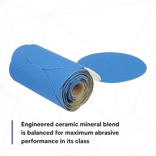 3M Stikit Blue Abrasive Disc Roll, 36202, No Hole, 6 in, 80+ Grade, Pack of 50, Automotive Sanding Discs for Coating Removal, Body Repair, Auto Sanding, Primer Sanding