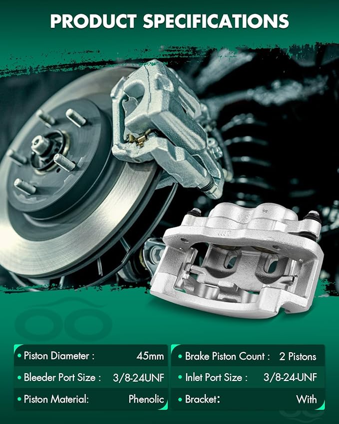 SCITOO 18B4749 Rear Left Disc Brake Caliper w/Bracket Fit For Ford For E-150 2007,For Ford For E-250 Econoline 2001-2002,For Ford For E-350 Super Duty 1999-2007, Double Pistons