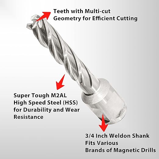 S&F STEAD & FAST Annular Cutter 7/16" Diameter x 2" Depth of Cut, Mag Drill Bits with Pilot Pin for Magnetic Drill Press