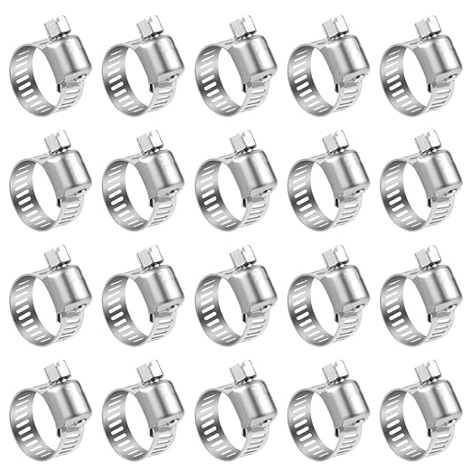 LOKMAN 20 Pack Stainless Steel Hose Clamp Adjustable 1/2'' - 3/4'' (13-19mm) Worm Gear Hose Clamp, Metal Fuel Line Pipe Clamp for Plumbing, Automotive And Mechanical Application