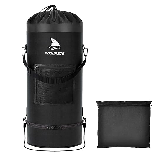 Obcursco Boat Trash Can,100% Leakproof 900D Portable Garbage Bag Pontoon Fishing Boat Accessories Marine RV or Camping 9-12 Gallon Capacity