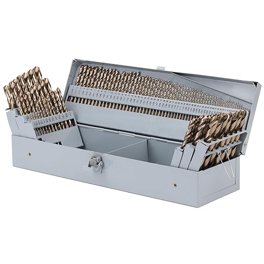 YOUGFIN 115 Pieces Cobalt Drill Bit Set, M35 High Speed Steel Twist Jobber Length Drill Bits for Stainless Steel Hard Metal and Cast Iron with Metal Indexed Case (1/16 Inch-1/2 Inch, A-Z, 1-60)