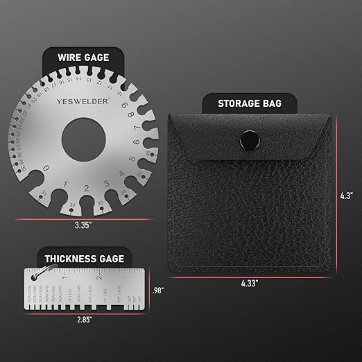 YESWELDER Round Dual Sided Metal Sheet Gage & Metal Sheet Thickness Gauge 2pcs Stainless Steel Wire Welding Gauge 2-Packs