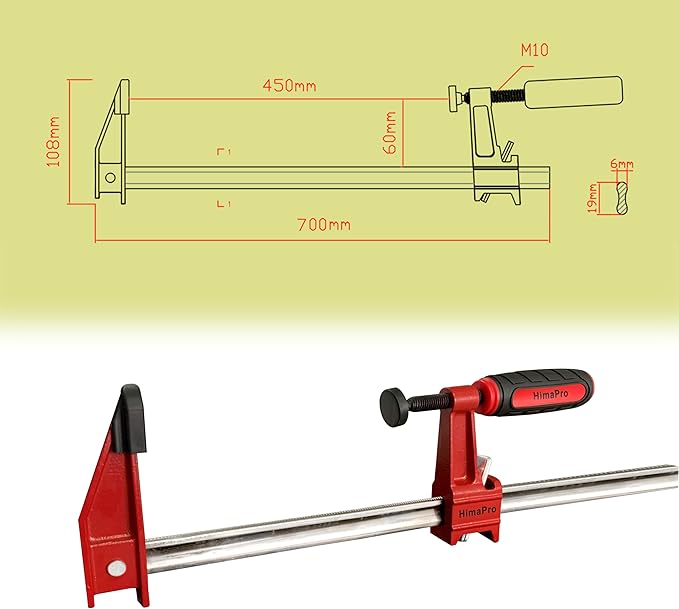 HimaPro 24 Inch Bar Clamp Set, 2 Pack 600 lbs Load Limit Medium Duty Quick Release Steel F Clamp, Ideal for Woodworking, Metalworking, and DIY Projects
