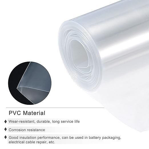 MECCANIXITY Battery Wrap PVC Heat Shrink Tubing 26mm Dia 43mm Flat 10 Feet(3meters) Clear Good Insulation for Battery Pack