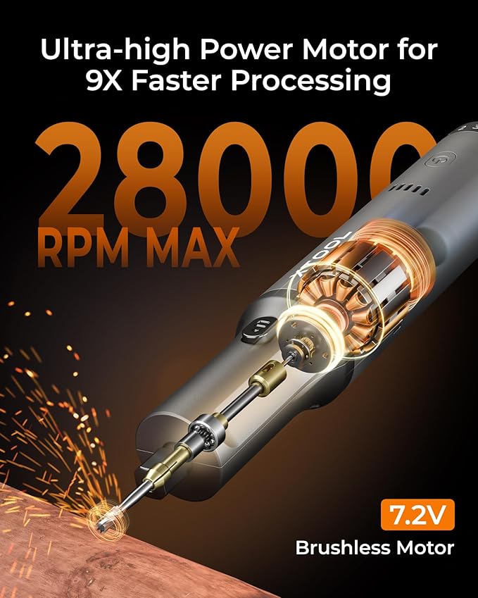 xTool Engraving Pen, Cordless Engraving Pen for Metal Wood Glass and Plastic, 42-in-1 Engraver Pen Rotary Tool Kit, Large Capacity Rechargeable Etching Tool Metal Engraver for Crafts