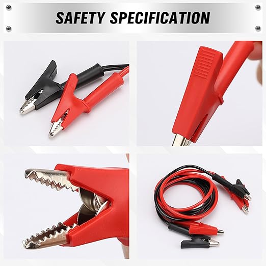 SWANLAKE 2-Piece Dual-Ended Alligator Clip Test Leads, 1000V 15A 3.5ft/1M Electrical Alligator Clips, Flexible Copper Cable Crocodile Clip, Electrical Wires with Gator Clips