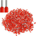 XHF 1000 PCS AWG 22/0.5mm² Wire Ferrules Insulated Copper Crimp Connectors, Crimp Pin Cord End Terminals Red