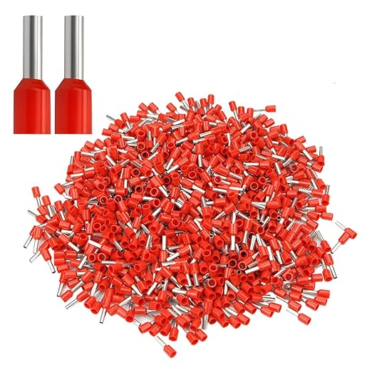 XHF 1000 PCS AWG 16/1.5mm² Wire Ferrules Insulated Copper Crimp Connectors, Crimp Pin Cord End Terminals Red