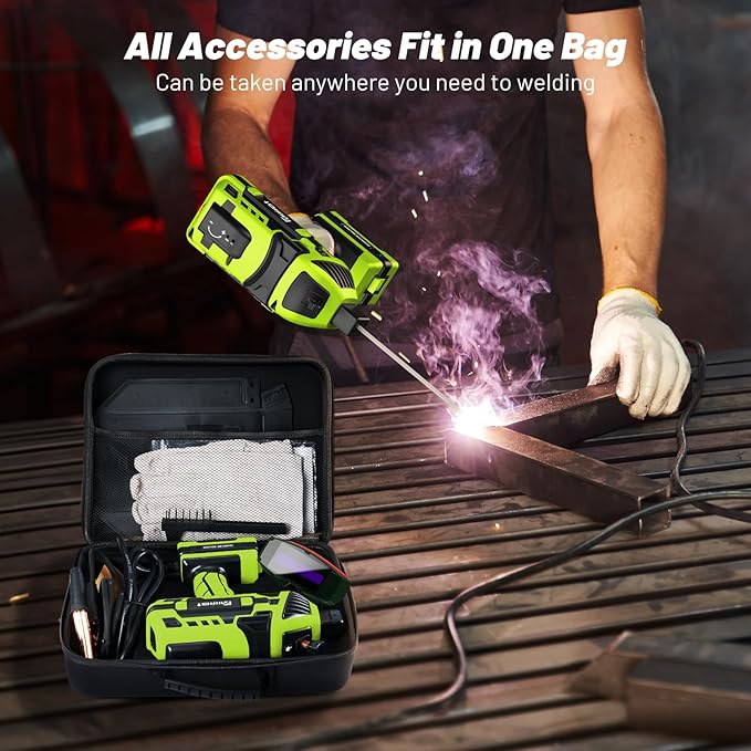 Portable Welding Machine 110V with Auto Darkening Goggles: Handheld IGBT Inverter ARC Welder Gun Stick Welder - 5 Variable Current Adjustment for 3/32"-1/8" Rods and DIY,Professional Use,Repair(Green)