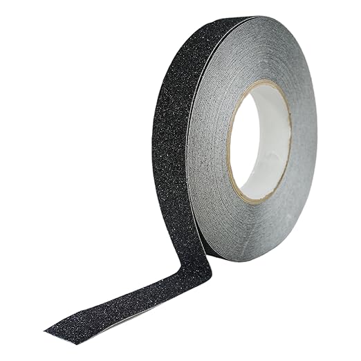 GGR Supplies T.R.U. NST-20 Black Non-Skid Tape 1 in. Wide x 60 ft. Length Safety Way 60 Grit Anti Slip Traction Tape 32 Mil No Slip