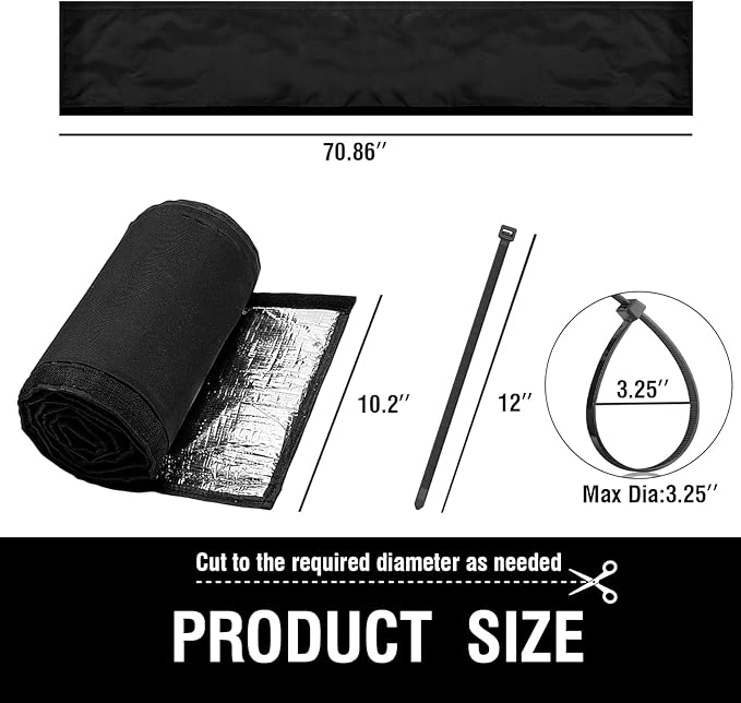 Copper Pipe Insulation Wrap Cover, 70.86''×10.2'' 600D Oxford AC Pipe Insulation Outdoor, Suitable for Air Conditioning Pipes, Cables, Water Pipes, and Prevents External Damage