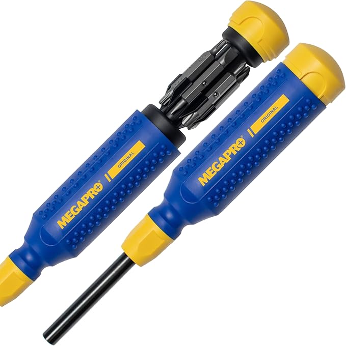 MEGAPRO® 15-in-1 Original Multi-bit Screwdriver | Home DIY & Repair | Construction | Tradeswork | 14 Industrial-grade bit tips | 1/4" Hex Drive in shaft (Original)