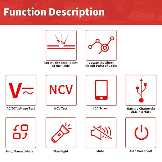 Underground Cable Locator, Rocky Mars Cable Tester Wire Tracker, NF826 Underground Wire Locator for Dog Fence Cables, Test Short Circuit Breaker of Wall