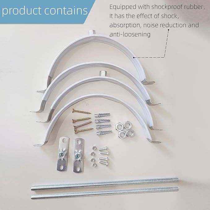 2 Sets Adjustable Pipe Bracket，Heavy Duty Galvanized Iron Stove Pipe Hanger Strap，Wall Support Chimney Pipe Holder，Round Split Ring Vent Conduit Carrier Kit，with All Mounting Screws (4-Inches)