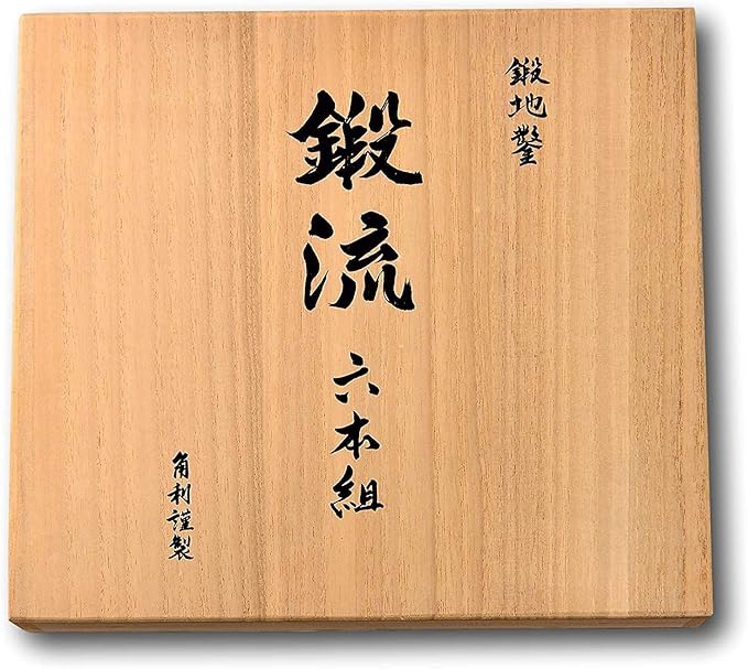 KAKURI Japanese Wood Chisel Set Damascus 6 Piece for Woodworking, Aogami Blue Steel No.2 Blade, Made in Japan [Japanese & Western Mixed Style]