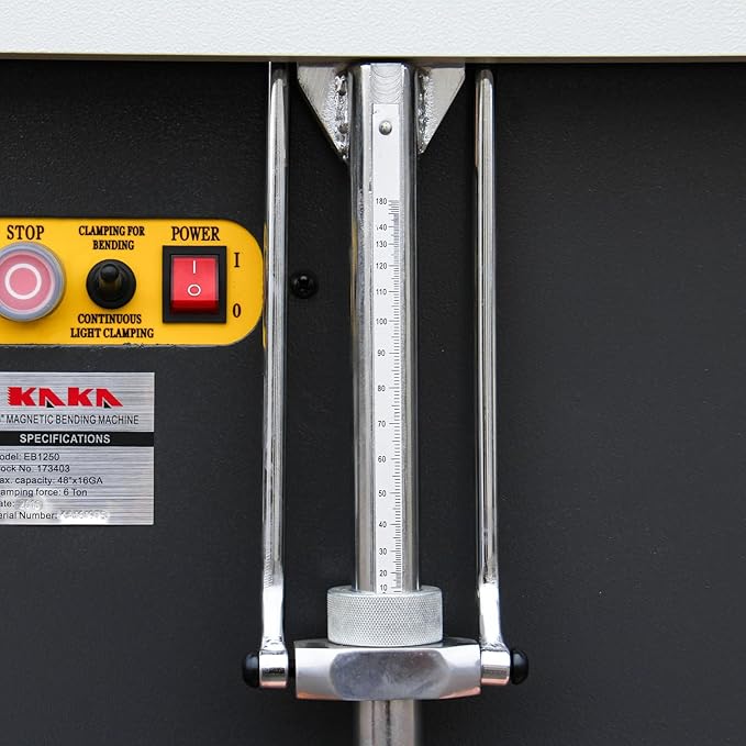 KAKA INDUSTRIAL Magnetic Sheet Metal Brake,48-Inch Electro Metal Brake Bender, 6-Ton 16-Gauge Box and Pan Brake, 220V Single Phase with Foot Pedal Control Siding Brake, Includes Clamp Bars EB-4816B