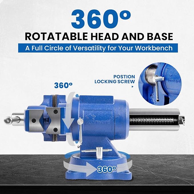 Forward HY-DT150B-6IN Heavy Duty Bench Vise 360-Degree Swivel Base and Head with Anvil (6")