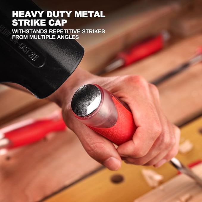 HAUTMEC 1/4" Wood Chisel – High-Impact Drop-Forged CRV Steel, Fully Polished Beveled Edge Blades, Heavy-Duty Strike Cap & Extended Anti-Skid Handle – HT0359