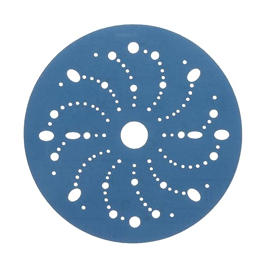 3M Hookit Blue Abrasive Discs 36181, Multi-Hole, 6 in, 400+ Grade, Pack of 50, Virtually Dust-Free, for Auto Sanding, Body Repair, Featheredging, Primer Sanding, Paint Preparation, E-Coat