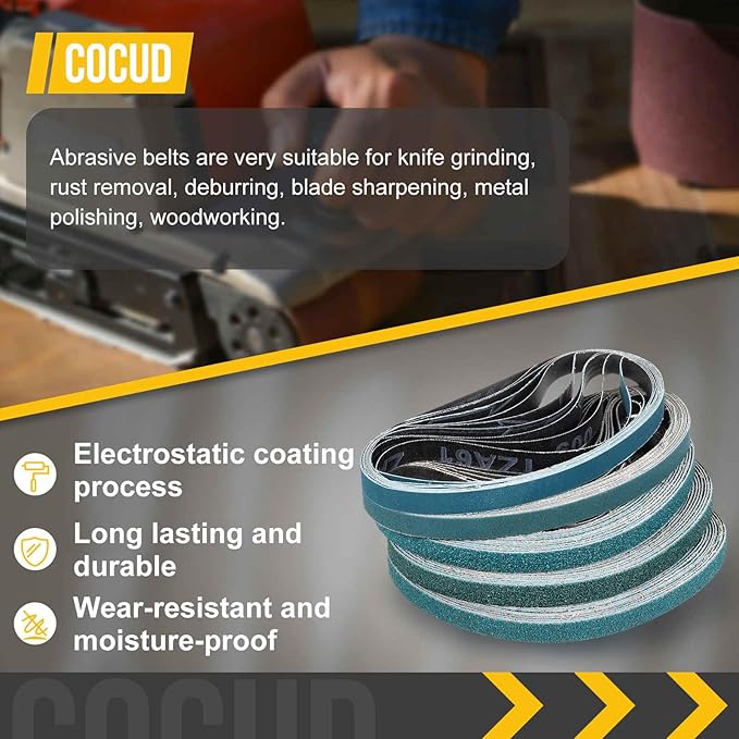 1 x 30 Inch Sanding Belt, 8 Pcs 36 Grit Zirconia Knife Sharpener Belts Work Sharpening for Belt Sander Knife Carving Tool Metal Working