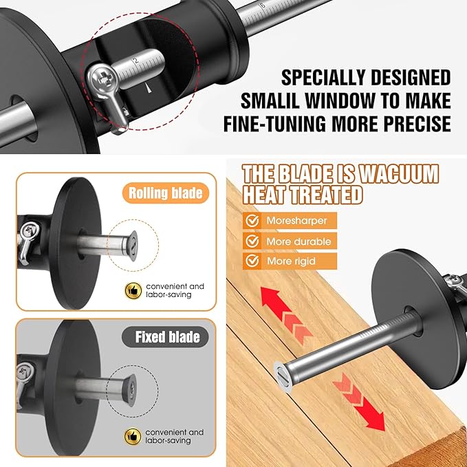 Wheel marking gauge, rolling blade, woodworking dovetail scribing gauge, scriber marking tools, essential tools for woodworking projects (Simple version)