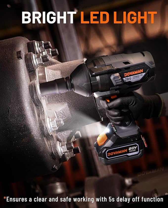 TITANCE X9 Brushless Impact Wrench, 20V Cordless 3/4'' Impact Gun, 1650 Ft-lbs (2200 Nm) High Torque, 5 Modes, 4.0Ah Battery Powered Heavy-Duty Wrench for Lug Nuts, Truck, Tractor & Industrial Use