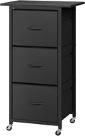 3 Drawer File Cabinet, Vertical Filing Cabinet with Wheels, Printer Stand with File Cabinet, Adjustable Hanging Rods, fits A4/Letter Size, for Home Office, Black FCBK5901