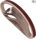 12 Pcs Sanding Belts 3/8 x 21 Inch 320 Grit Aluminum Oxide Abrasive Sandpaper for Belt Sander Metal Grinding Wood Working Weld Rust Removal