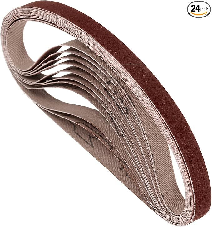 24 Pcs Sanding Belts 1/2 x 18 Inch 400 Grit Aluminum Oxide Abrasive Sandpaper for Belt Sander Metal Grinding Wood Working Weld Rust Removal