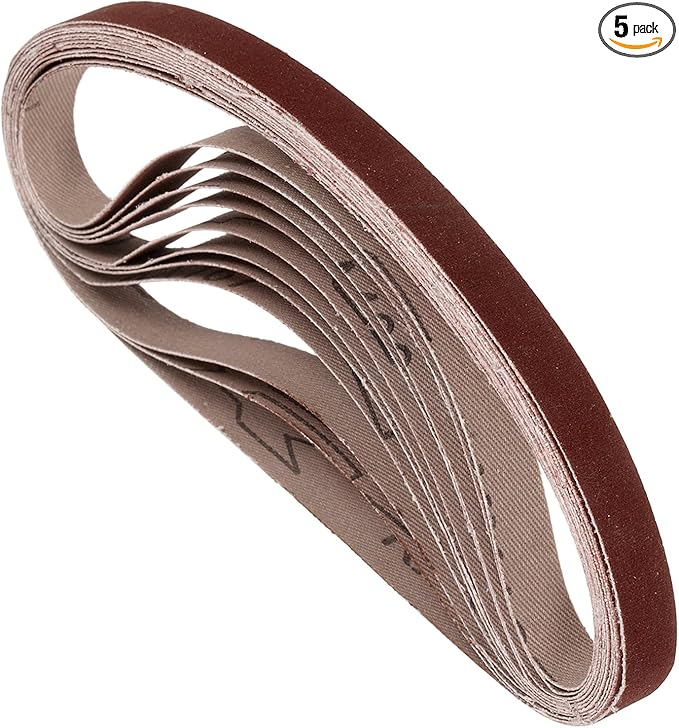 5 Pcs Sanding Belts 3/8 x 21 Inch 320 Grit Aluminum Oxide Abrasive Sandpaper for Belt Sander Metal Grinding Wood Working Weld Rust Removal