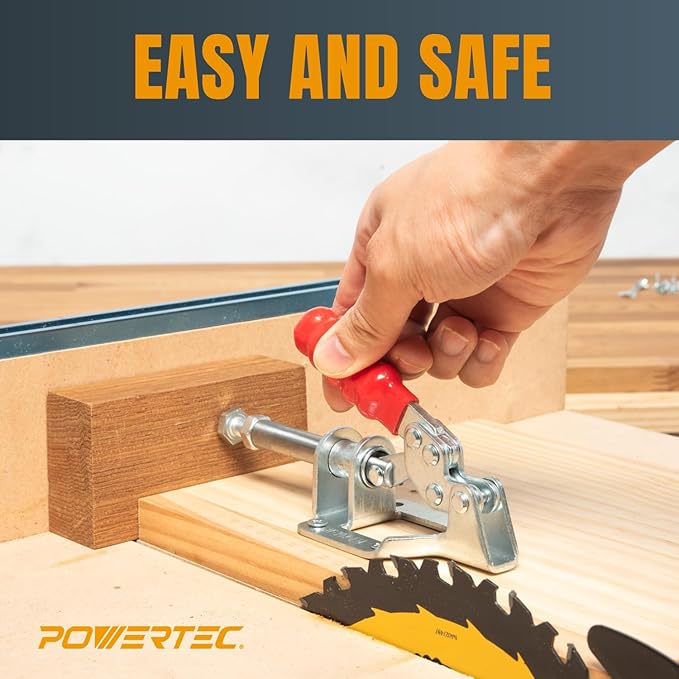 POWERTEC 1PK Toggle Clamp, 300lbs Holding Capacity, 302F Quick Release Push/Pull Clamp for Woodworking Jigs and Fixtures, Pocket Hole Jigs, Welding, CNC (20304)