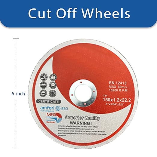 WFLNHB 100 Pack 6 Inch Cut Off Wheels for Metal and Stainless Steel Cutting Discs for Angle Grinders 6 x .045 x 7/8 Inch
