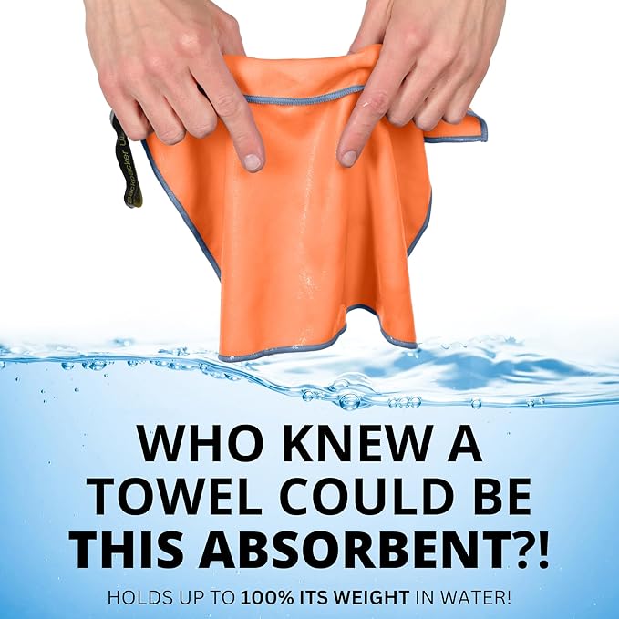 Backpacking Ultralight Quick Dry Microfiber Soft Fast Drying Hand and Face Towel Wash Cloth Camping Yoga Hiking Active Lifestyle Small (Orange, Small)