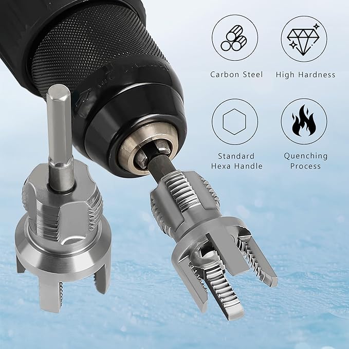 Integrated Internal & External Pipe Threading Tool, 3/4'' 1'' Dies, Dual-Function Pipe Thread Cutting Tool, Electric Drill Compatible Pvc Pipe Threader Kit for Home Repair