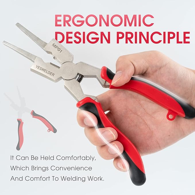 YESWELDER 8" MIG Welding Pliers with Rentention Chain, Anti-Rust and Durable High-Carbon Steel, All-In-One Multifunctional MIG Pliers for Professional Welding