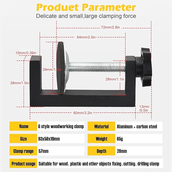 10-57mm Reversed Woodworking Clamp C-Clamp Heavy Duty Metal Clamps Portable For Wood Plastic Cutting Drilling Woodworking Tool (4)