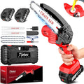 Tietoc Cordless Mini Chainsaw 6 Inch [Women Friendly] Small Chainsaws Battery Powered, Electric Saws With Security Lock & Auto Oiler System, Super Handheld Rechargeable Chain Saw For Wood/Tree Cutting