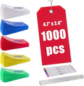 1000 PCS Plastic Shipping Tags with Wire, Waterproof Labeling Tags for Luggage, Inventory & Shelf, 5 Colors (Red, Yellow, Blue, Green, White), 4.72"x2.36", Includes 4 Markers and 1000 Iron Wires