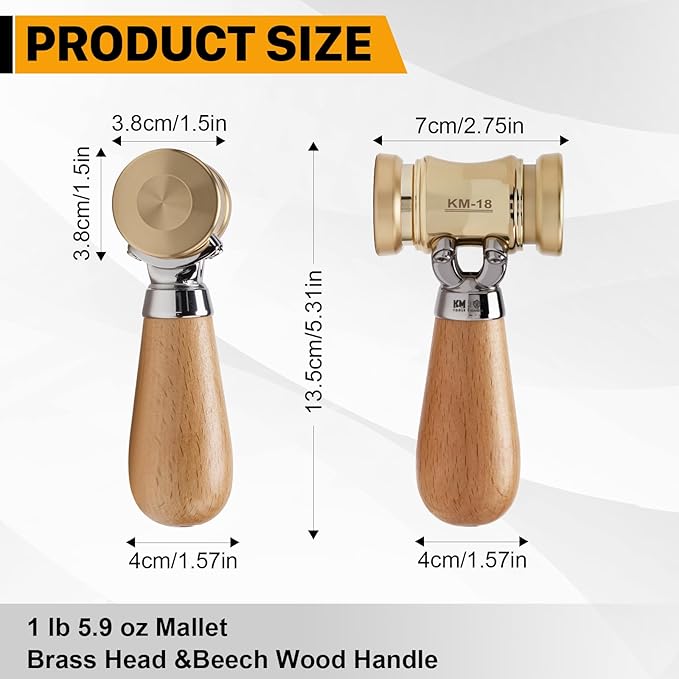 HONGDUI Wooden Mallet, Woodworking Brass Chisel Mallet, Woodworking Tools Wooden Hammer Carpentry Tools for Floor Furniture Tile