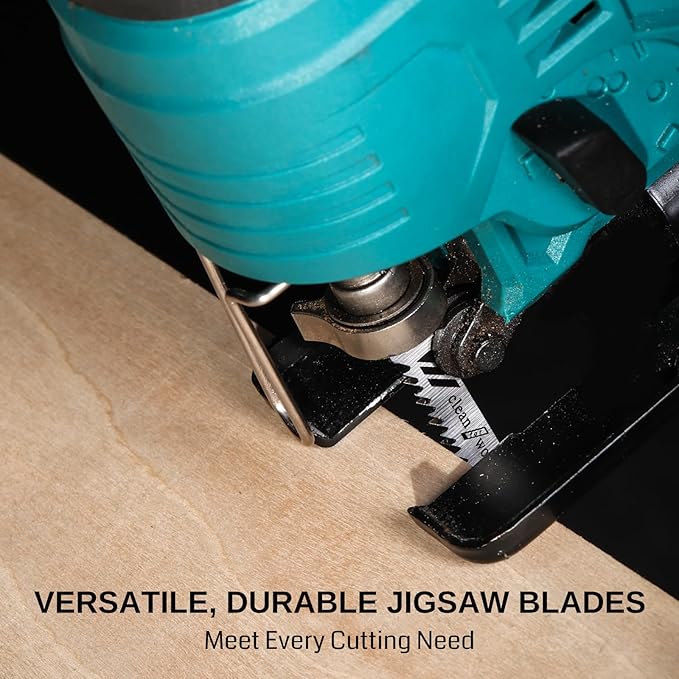 10-Pcs T-Shank Multi-Purpose Jigsaw Blades Set with Storage Case, Made with HCS/HSS, Assorted T-Shank Jig Saw Blades for Wood, Plastic and Metal Cutting (JSB10A)