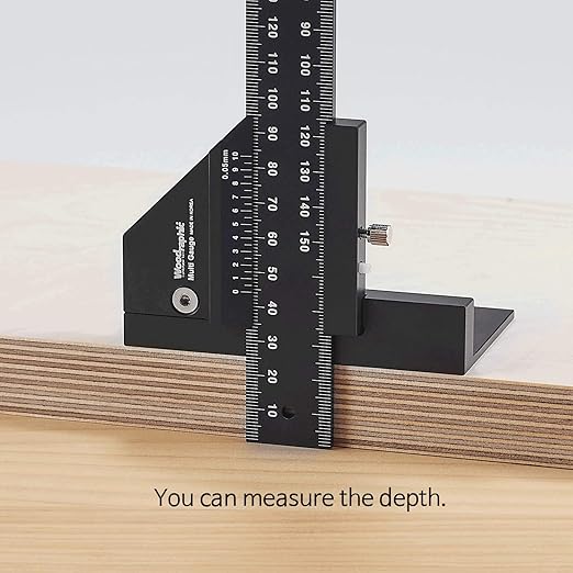 Scriber Gauge – Precision Marking Tool, Measuring Ruler, Layout Square, Thickness Gauge, CNC Aluminum Woodworking Tool for Joinery, Framing, Cabinet, DIY Projects (Old, Wide Base)