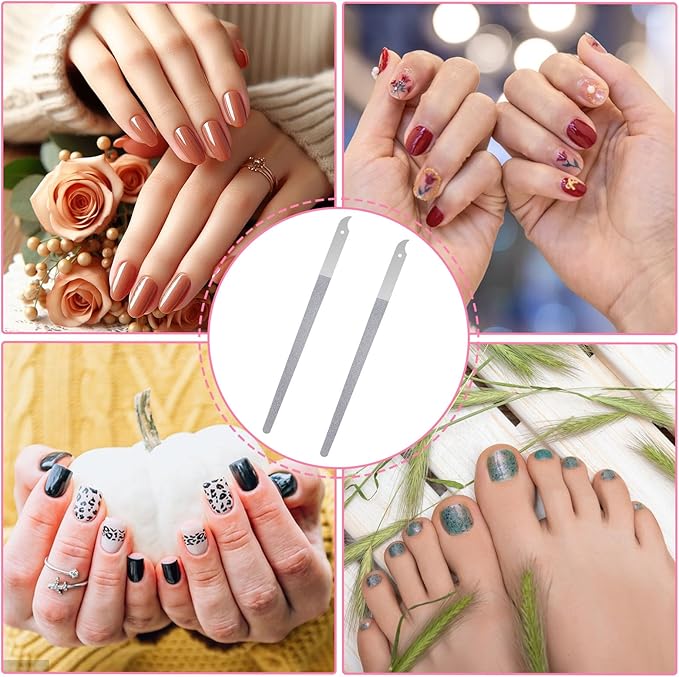 4 Pcs Diamond Deb Nail File Metal Nail File With Sharp Pointed Tip, Stainless Steel Nail Filer Metal Nail Files For Natural Nails Double Sided Manicure Pedicure Toenails Tools For Salon Home (Large 2)