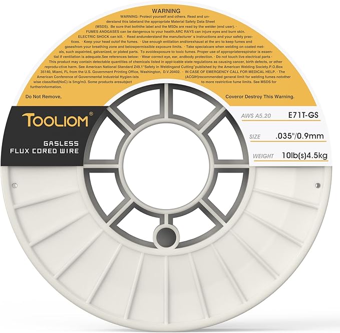 TOOLIOM E71T-GS .035" Diameter 10-Pound Spool Flux Core Self-shielded Carbon Steel MIG Welding Wire